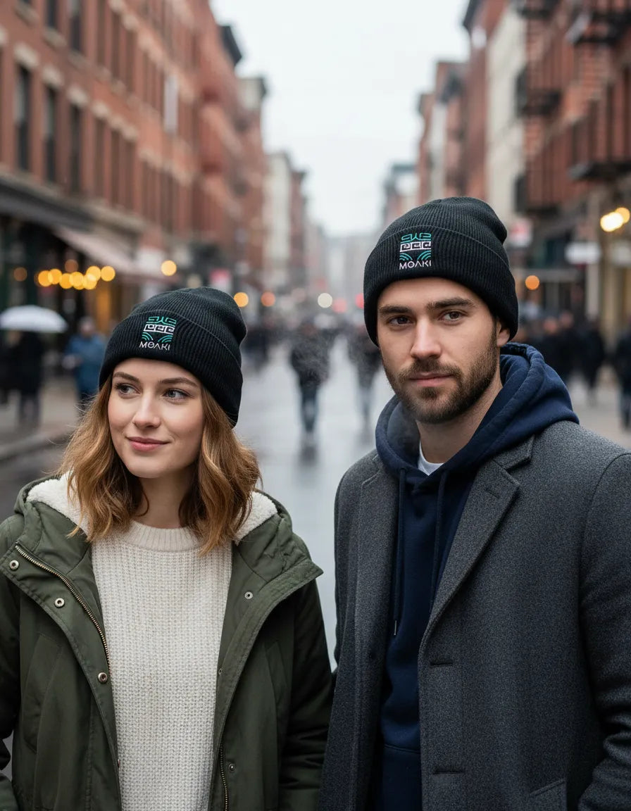 Gorro De Lana Moaki Marinero Negro Marino Unisex Invierno