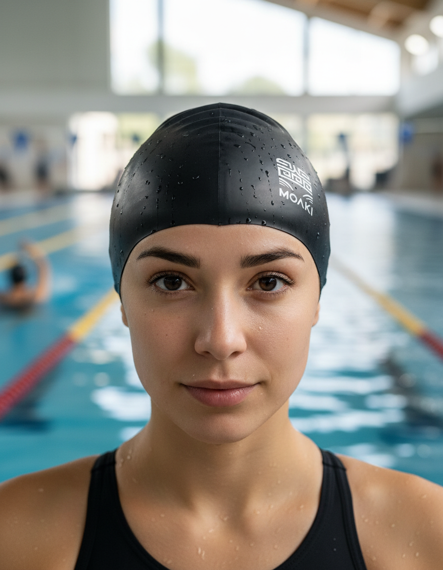 Gorra de Silicona para Natación Unisex Adulto Moaki Kiroa Mini Logo Negra