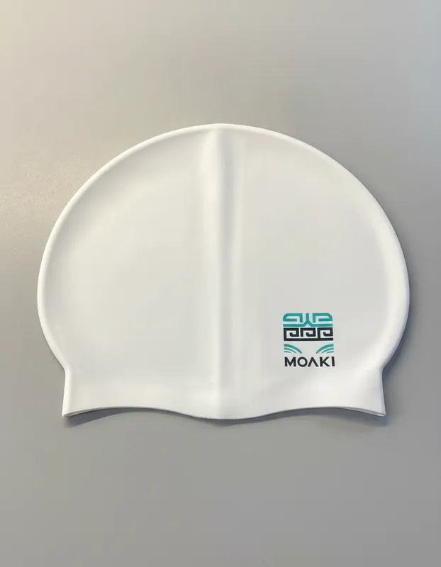 Gorra de Silicona para Natación Unisex Adulto Moaki Kiroa Mini Logo Blanca
