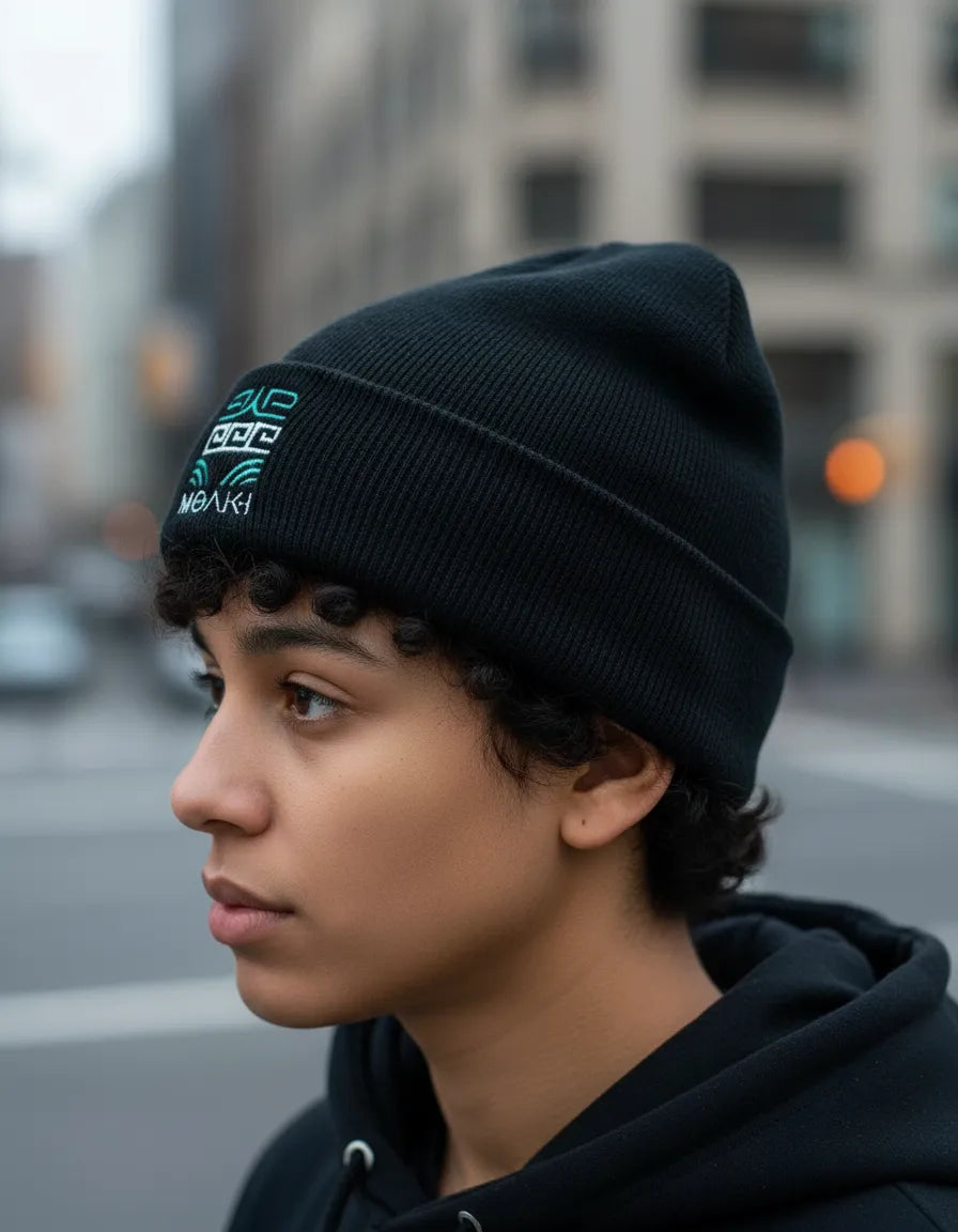 Gorro De Lana Moaki Marinero Negro Marino Unisex Invierno