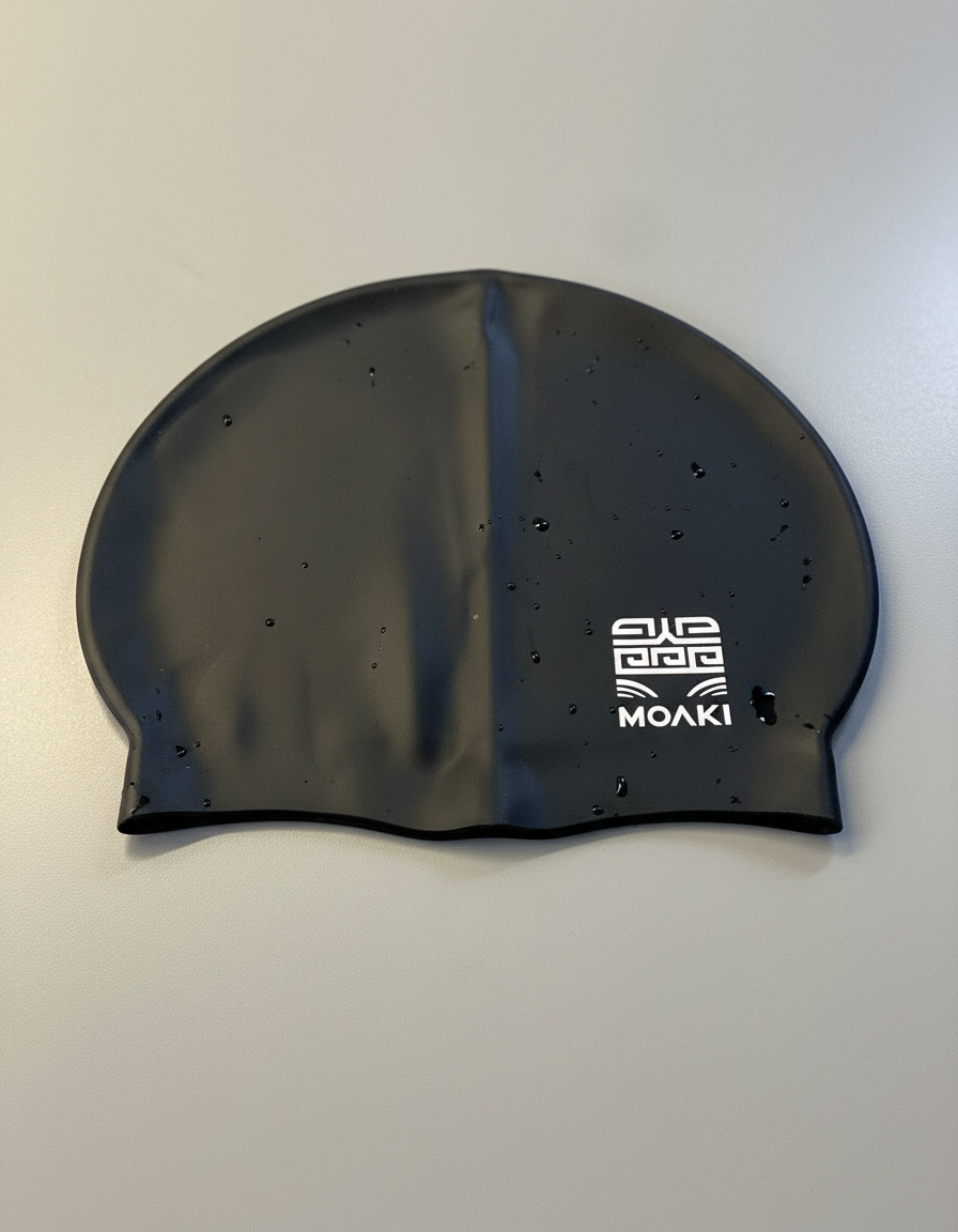 Gorra de Silicona para Natación Unisex Adulto Moaki Kiroa Mini Logo Negra