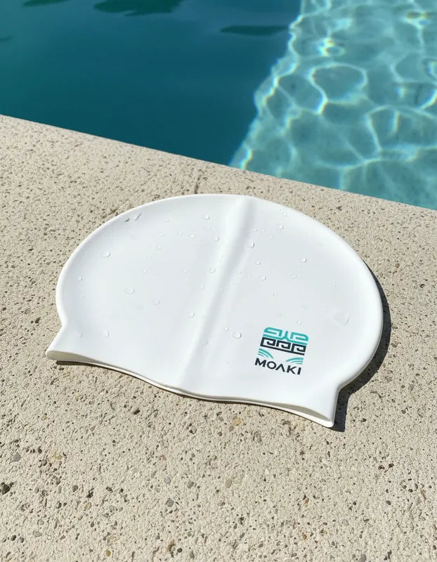 Gorra de Silicona para Natación Unisex Adulto Moaki Kiroa Mini Logo Blanca
